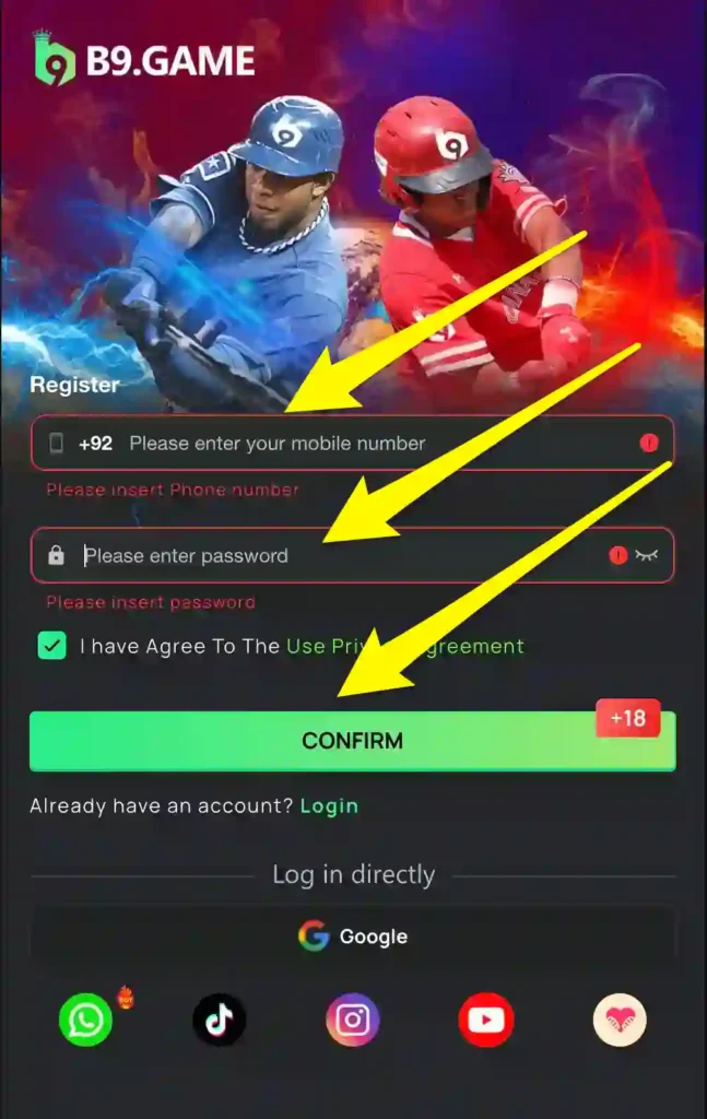b9 game register image pic